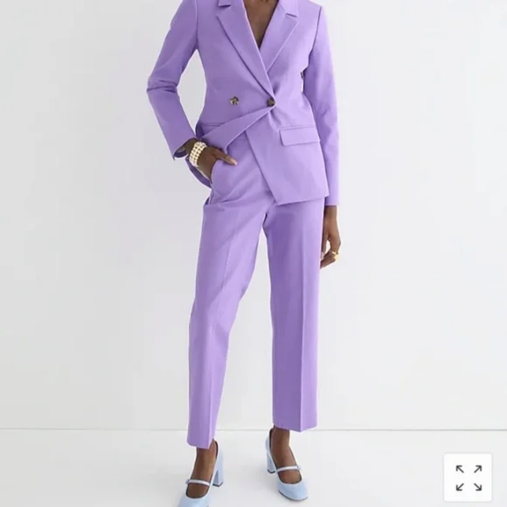 J. Crew Tall Kate straight-leg pant in bi-stretch cotton blend - Violet Bouquet - Picture 2 of 5